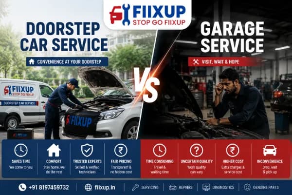 Doorstep Car Service vs Garage: Which Is Better in 2025? Comparison of doorstep car service vs traditional garage repair in India